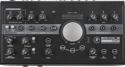 Mackie Big Knob Studio Plus - 4 x 3 Monitor Controller - DJ- & VJ-Equipment mit 3 wählbaren Stereo-Ausgängen und Talkback-Funktion für präzise Audiokontrolle im Studio.