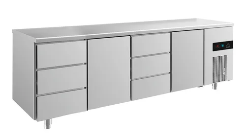 Gastro Kühltisch 2 Türen 6 Schubladen Umluftkühlung 2330x700x850mm -2/+8°C NEU