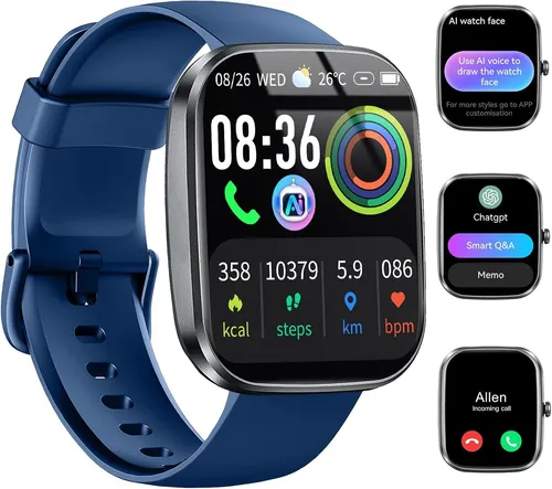 uaue Smartwatch Bluetooth Telefon 1.91 Zoll Fitness Uhr IP68