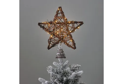Lights4fun LED Stern LED Stern Weihnachtsbaumspitze Rattan
