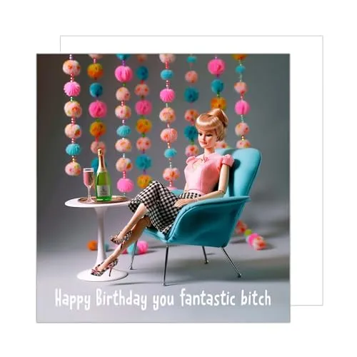 Edition Seidel Premium quadratische Geburtstagskarte mit Umschlag. Glückwunschkarte mit Spruch Happy Birthday Billet Karte für Frau beste Freundin Puppe (GQ276 SW024)