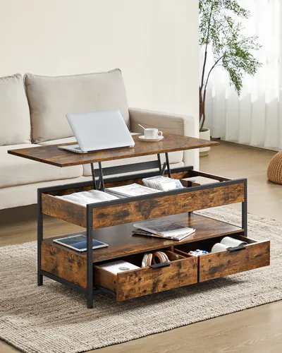 VASAGLE Couchtisch braun - Flexibel & stilvoll - Mehrzwecktisch mit Stauraum, ideal für Wohnzimmer und vielseitig einsetzbar. Robustes Stahl-Gestell sorgt für Langlebigkeit und Stabilität.