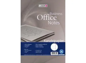 LANDRÉ Kanzleipapier Recycling, 250 Doppelbögen, DIN A3/A4 gefalzt, 70 g/m², liniert, Rand rechts, blau/grau