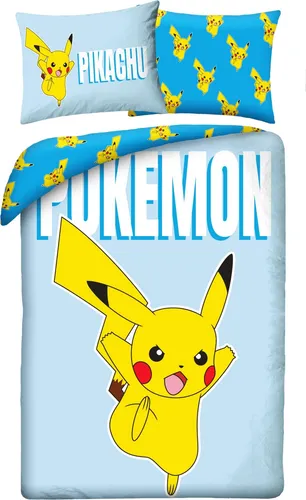 Pokémon Bettwäsche Set Ver. 16 140 x 200 cm / 70 x 90 cm - Farbenfrohes Bettbezug-Set mit Pokémon-Motiven, ideal für Fans und eine gemütliche Schlafumgebung.