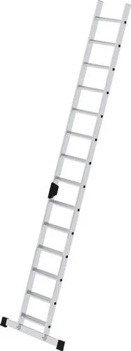 MUNK Anlegeleiter 40614, 3,64m Aluminium mit 14 Stufen - Leiter für bis zu 150 kg, maximale Arbeitshöhe 4,80 m, mit rutschsicheren Schuhen und ergonomischem Griff für komfortablen Transport, Made in Germany.