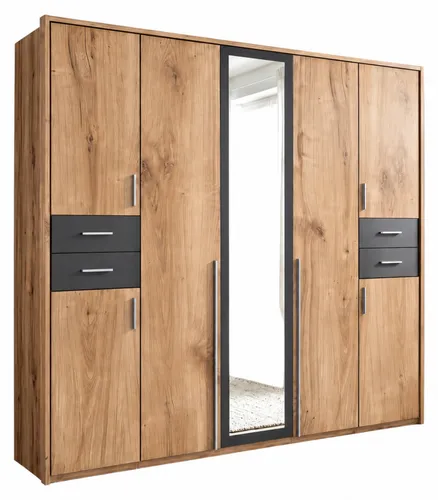 luma-home Drehtürenschrank 22570 mit Spiegel und Schubkästen