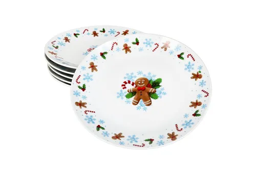 MamboCat Frühstücksteller 6x Candyman Kuchenteller - Festliche Kuchenteller aus robustem Porzellan, ideal für Weihnachten – perfekt zum Servieren von Leckereien und spülmaschinengeeignet.