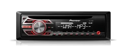 Pioneer DEH-150MP CD-Tuner mit AUX-IN - Autoradio mit 4x 50 Watt MOSFET-Verstärker für kraftvollen Klang, Front AUX-Eingang für tragbare Geräte und anpassbare Beleuchtung in Weiß und Rot.