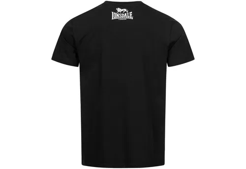 Lonsdale T-Shirt mit Logo in Schwarz - Herren-Shirt aus 100% Baumwolle, klassischer Rundhalsausschnitt und reguläre Passform für optimalen Tragekomfort.