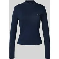 Tommy Hilfiger Damen Langarmshirt Slim Cody Mock-Neck, Dunkelblau XXL - Rundhalsshirts - Hochwertiges Slim Fit Langarmshirt aus 100% regenerativer Baumwolle für hohen Tragekomfort und vielseitige Kombinationsmöglichkeiten im Alltag.