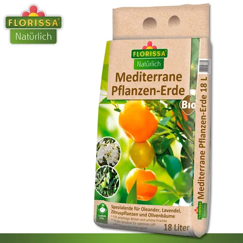 Florissa 18 l Mediterrane Pflanzen-Erde Bio Spezialsubstrat Zitruspflanzen