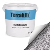 Terralith Buntsteinputz Mosaikputz 1mm 14 kg - Weiss Schwarz - Vielseitiger Dekorationsputz für Innen- und Außenflächen. Langlebig und schmutzunempfindlich, ideal für stark beanspruchte Bereiche wie Sockel oder Eingänge. Erhältlich in 200 Variationen.