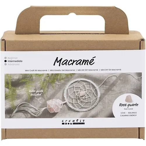 Mini Kreativ Set Macrame Traumfänger mit Kristall Rosenquarz