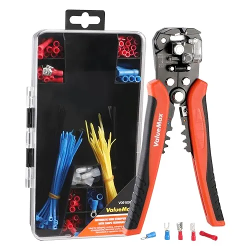 ValueMax 3-IN-1 Abisolierzange 200mm Automatisch, Crimpzange Drahtschneider zum Abisolieren, Crimpen und Schneiden, Multitool für Kabel von AWG 24-10 (0,2-6,0 mm²)