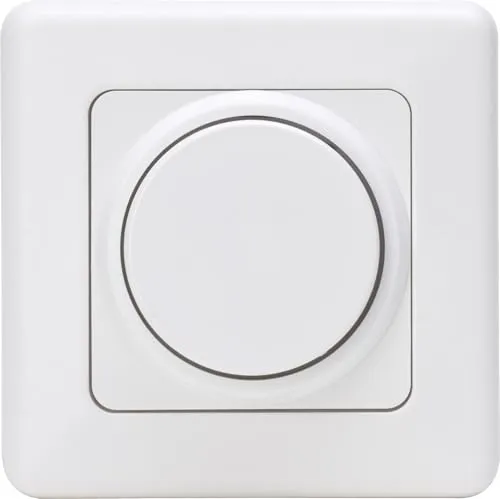 Kopp Dimmer mit Dreh-Ausschalter, artis-weiß - Dimmschalter für Glüh- und Halogenlampen, ideal für stimmungsvolle Beleuchtung in jedem Raum, hochwertiger breiter Rahmen in arktis-weiß.