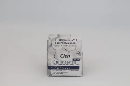 Cien Cellintense Hyaluron Tagescreme 50 ml - Faltenreduzierung - Tagespflege für straffe Haut, spendet intensive Feuchtigkeit und fördert die Regeneration der Hautzellen für ein glattes Hautgefühl.