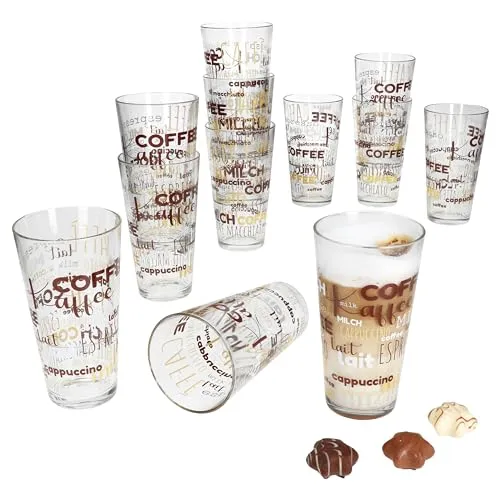 MamboCat Latte-Macchiato-Glas 12x Candy - Latte-Macchiato-Gläser, stapelbar und mit dekorativem Schriftzug, ideal für stilvolles Servieren von Getränken.