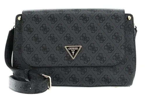 GUESS Damen Umhängetasche Meridian Coal Logo - Stylische Umhängetasche aus langlebigem Polyurethan mit einem praktischen Volumen von 3,9 Litern – ideal für den Alltag.
