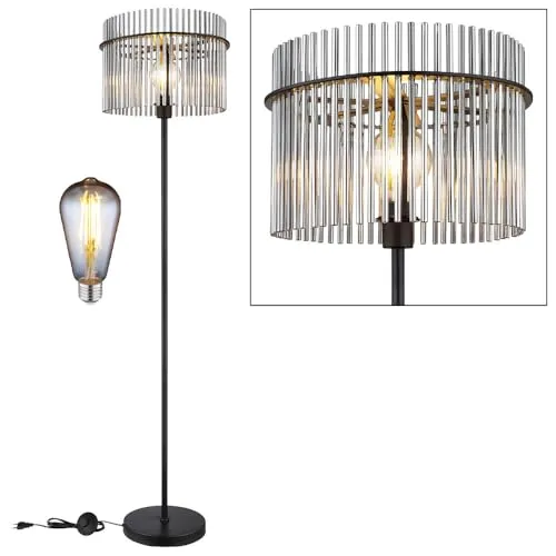 GLOBO LIGHTING LED Stehlampe – Elegante Standlampe mit Glasstäben in verschiedenen Farben - Moderne LED-Stehleuchte mit hochwertigem Metallgestell und faszinierenden Lichtreflexen. Inklusive energiesparendem Leuchtmittel für ein angenehmes Lichtambiente in Wohnräumen.
