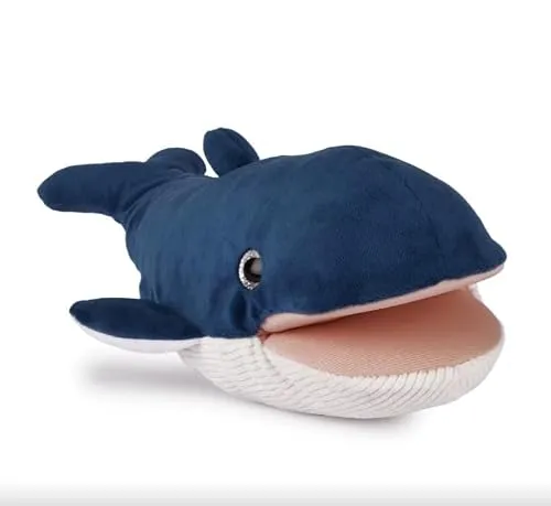 Handpuppe, Wal, Blau, 30 cm – Tresors Marins
