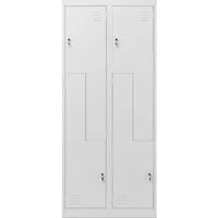 Jan Nowak Umkleideschrank Z02 - 4 Abteile, Metallschrank mit Flügeltüren - Robuster Umkleideschrank aus pulverbeschichtetem Stahlblech, ideal für Schulen und Betriebe. Mit integrierter Verriegelung und Lüftungsschlitzen für optimale Luftzirkulation. Maße: 185 x 80 x 45 cm.