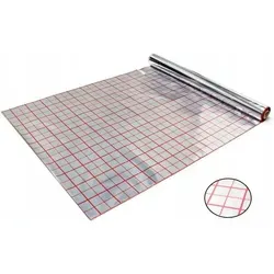 Rasterfolie für Fußbodenheizung 50 m Länge Isolierfolie | Dicke 105 μm | Breite 102 cm | Verlegeraster | Fussbodenheizung | Alufolie