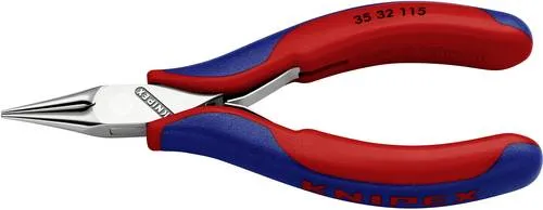 Knipex 35 32 115 SB Rundzange 115mm - Präzisionszange für feine Montagearbeiten in Elektronik und Feinmechanik. Mit reibungsarmer Doppelfeder für sanftes Öffnen und geschliffenen Greifflächen für präzises Arbeiten.