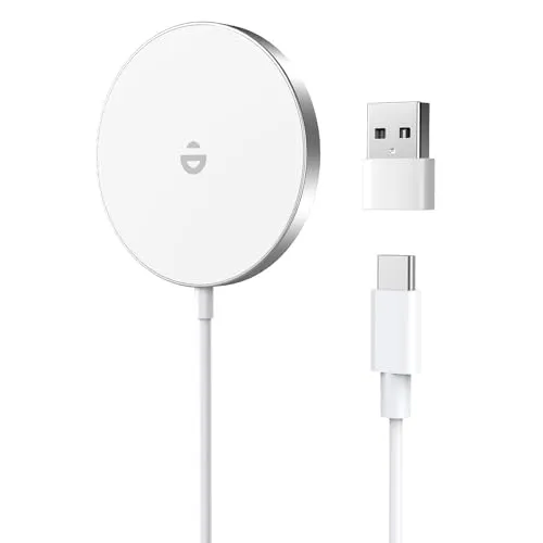 Magnetisches Ladegerät Kompatibel mit iPhone Duo 18 17 16 15 14 13 12 Pro Max/Air/Plus/Pro,15W Magnet Wireless Charger Induktive Ladestation Schnelles Kabelloses Ladegerät Weiß