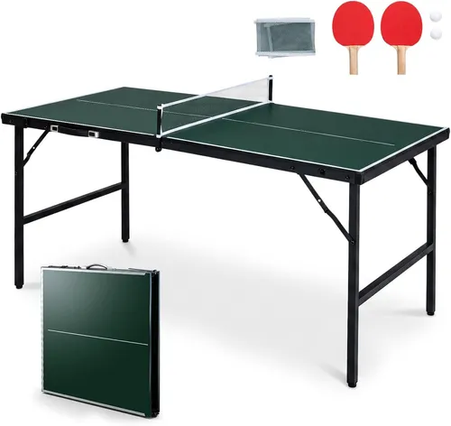 COSTWAY Klappbare Mini Tischtennisplatte mit Netz und Zubehör