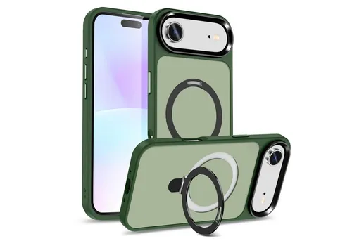 CoolGadget Handyhülle Hybrid Luxury Handy Case für iPhone Air 6,5 Zoll, Hülle Massiv Metallring aufklappbar Schutzhülle für Magsafe Zubehör