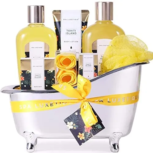 Geschenksets für Frauen-Spa Luxetique Spa-Geschenkset,8pcs Tahiti Insel Badesets mit ätherischem Öl,Verwöhnen Geschenke für Frauen,Geschenke für Mama,Geburtstagsgeschenke für Sie, Weihnachtsgeschenke