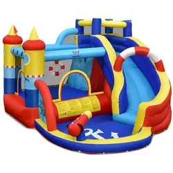 COSTWAY 6-in-1 Hüpfburg mit Wasserpark für Kinder von Costway