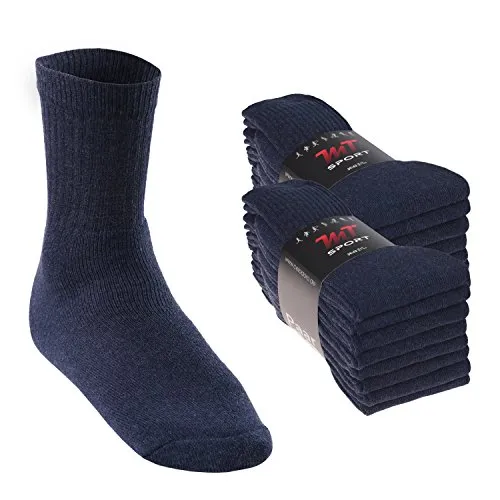 MT Damen und Herren Sport- und Freizeitsocken (16 Paar) - Jeansblau 35-38 - Bequeme Crew-Länge Socken im praktischen 16er Pack. Hoher Baumwollanteil sorgt für angenehmes Fußklima. Vollfrottee-Sohle dämpft den Tritt. Ideal für Sport, Freizeit und jeden Look. Zertifiziert nach OEKO-TEX STANDARD 100.