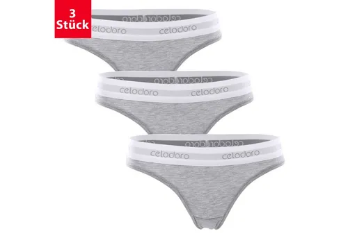 celodoro Tanga Damen Tanga, Webgummi-Bund (3er Pack) Sport Mini-Slip