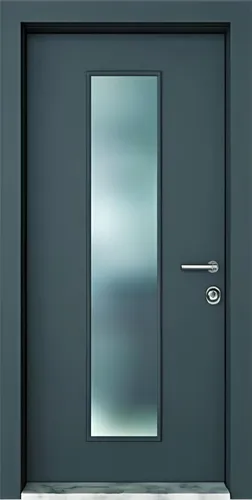 Graue Brandschutztür für Notausgänge - Moderne Brandschutztür mit robustem Aluminium, geeignet für Fluchtwege. Rostbeständig und mit Milchglas ausgestattet, sorgt sie für Sicherheit und Funktionalität. Größe: 90 x 200 cm, Feuerwiderstandsklasse A.
