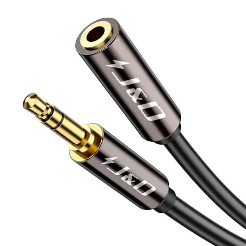 J&D 3,5mm Klinke Verlängerung Audiokabel, Gold-Plated Kupfer Shell Heavy Duty 3,5mm (1/8 Zoll) Männlich TRS auf 3,5mm (1/8 Zoll) TRS Weiblich Stereo-Audio-Adapterkabel, 0,9 Meter