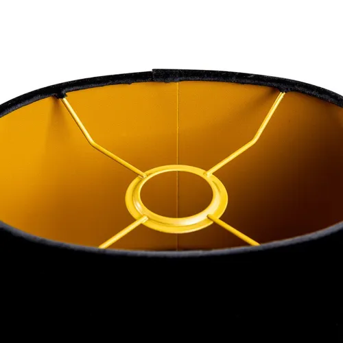 Samtlampenschirm Schwarz Oval 25/16/15 in gelb von QAZQA