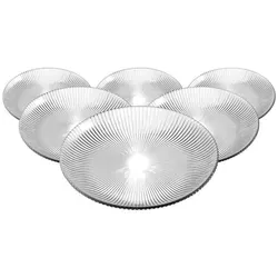 Ritzenhoff & Breker Unico Frühstücksteller 6er Set - ø 21 cm - Teller, 6er Set aus Glas mit einzigartigem Streifen-Relief, spülmaschinenfest und ideal für dekorative Arrangements oder als elegantes Serviergeschirr.