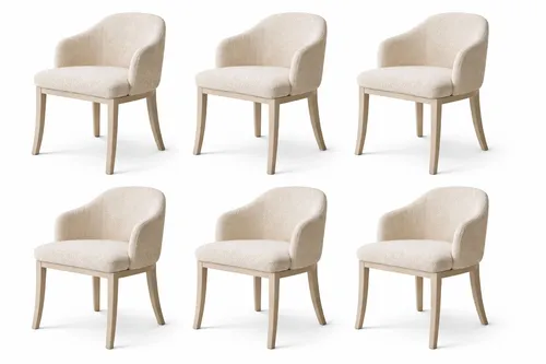 Beiges Stuhlset mit 6 Esszimmerstühlen aus Holz - Elegantes Set mit 6 modernen Stühlen für Esszimmer und Küche. Mit weicher Polsterung für hohen Sitzkomfort und robustem Holzgestell für langfristige Nutzung. Maße: 56 x 57 x 87 cm.