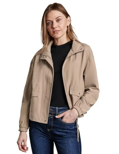 STREET ONE Damen A212367 Kurze Jacke mit Stehkragen, Desert beige, 44