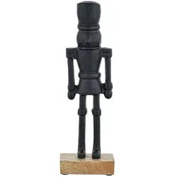 Dekofigur Nussknacker 22cm Schwarz Aluminium auf Holzsockel Handarbeit