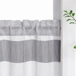Kurzgardine scheibengardine, Weiß, Hellgrau, Textil, Streifen, 120x45 cm, Oeko-Tex® Standard 100, ohne Technik, Wohntextilien, Gardinen & Vorhänge, Fertiggardinen, Scheibengardinen