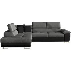 Mirjan24 Ecksofa Dunkelgrau, 6-Sitzer mit Schlaffunktion