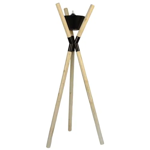 UNUS Gartenfackel Blumenampel Dreibein aus Holz - Fackeln & Laternen für den Garten – Stimmungsvolle Beleuchtung und dekorativer Blumenständer in einem, ideal für Gartenpartys und Hochzeiten mit langer Brenndauer.