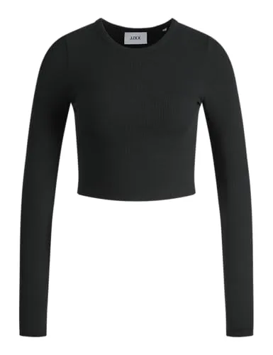 JACK & JONES Damen Jjxx Jxfeline Ls Rib Tee Noos T Shirt, Schwarz, S EU