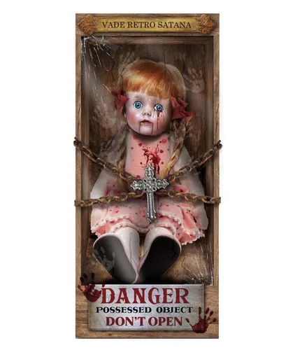 Horror-Shop Dekoobjekt Horror Puppe mit Blutspuren Halloween Wandsticker
