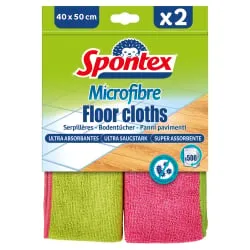 Mapa GmbH Spontex Microfibre Bodentücher, Doppelpack, Saugfähige Mikrofasertücher nehmen mühelos Schmutz und Fett auf, 1 Packung = 2 Stück 19130001