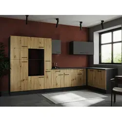 Respekta Eckküche Oliver – Grau & Eiche Artisan, flexibel montierbar - Moderne Eckküche Oliver in Grau und Eiche Artisan mit 2 praktischen Schubladen. Ideal für individuelle Raumgestaltungen, ob links oder rechts aufbaubar. Perfekt für jede Küche!