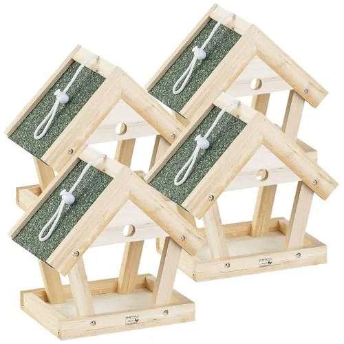 Royal Gardineer Vogelhaus Bausatz Holz: 4er-Set Vogel-Futterhaus-Bausätze aus Echtholz, zum Aufhängen (Vogelhaus selber Bauen Bausatz, Vogelfutterhaus Kinder, Spielzeug)