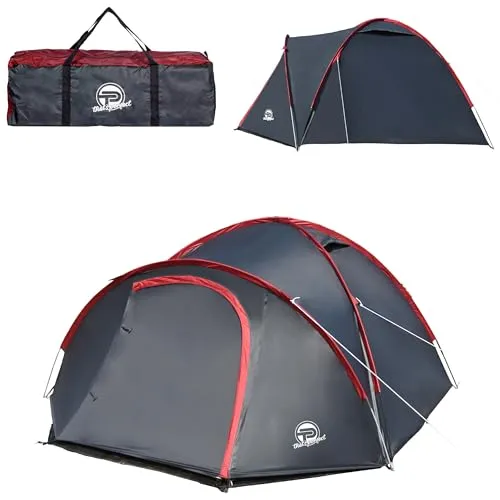 Campingzelt für 3-4 Personen – leicht, stabil und wasserdicht - Kuppelzelt mit verdunkeltem Innenraum für optimalen Schlaf und Moskitonetz für Insektenschutz. Ideal für jedes Outdoor-Abenteuer dank leichtem Gewicht und robusten Materialien.